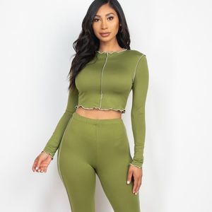 Lettuce Edge Crop Top & Leggings Set
